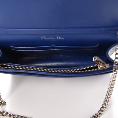 Christian Dior Grained Calfskin Diorama Wallet on Chain Pouch Blue 5 of 8
