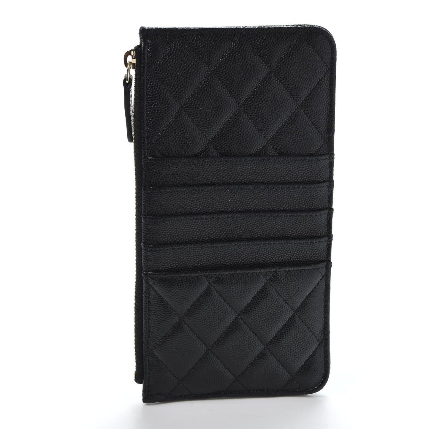 Caviar Quilted Classic Flat Wallet Pouch Black