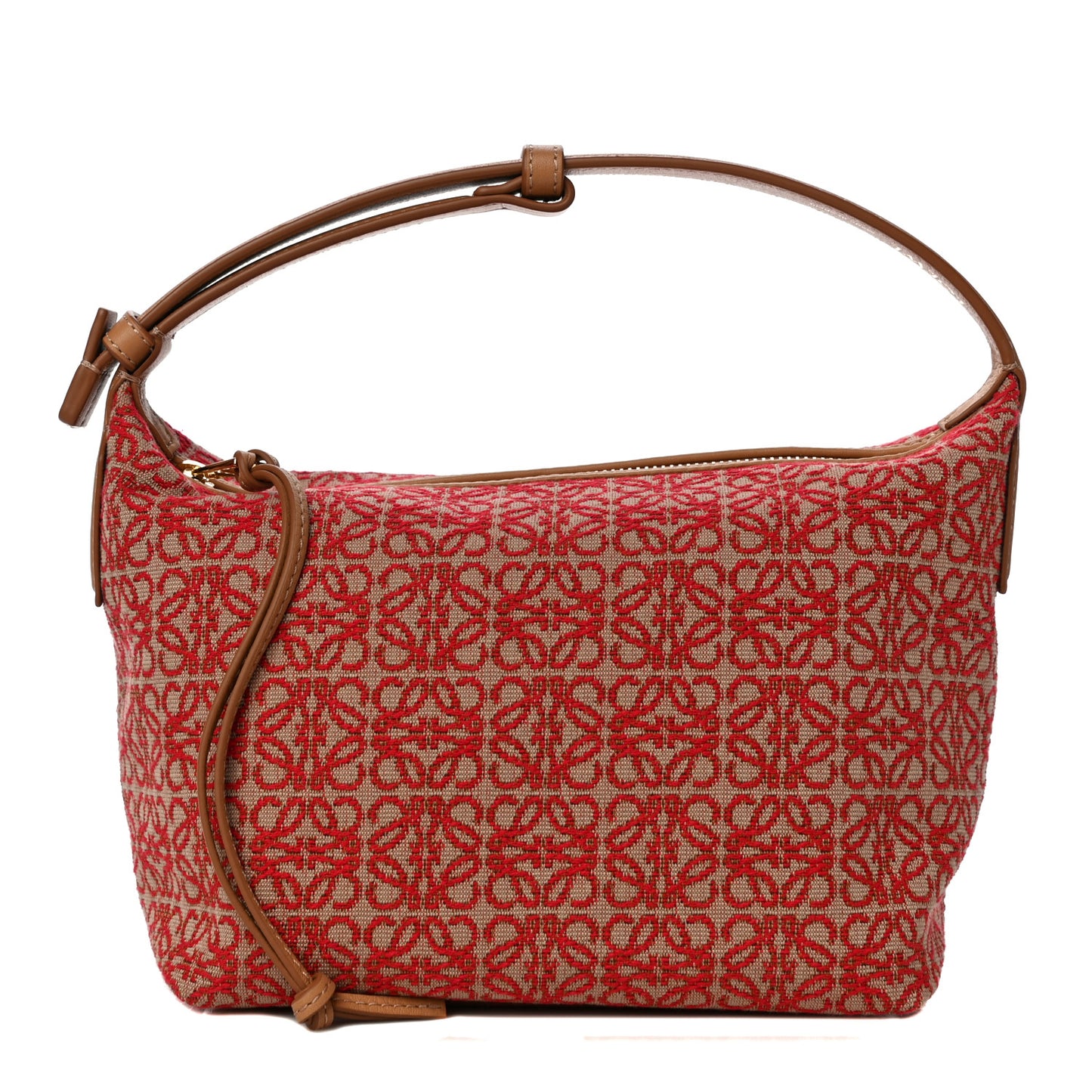 Jacquard Anagram Calfskin Small Cubi Bag Red Warm Desert