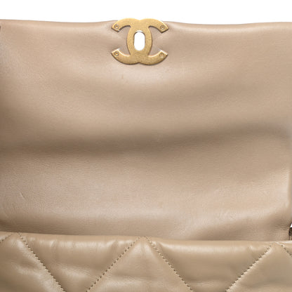 Chanel Lambskin Quilted Large Chanel 19 Flap Dark Beige 11 of 12