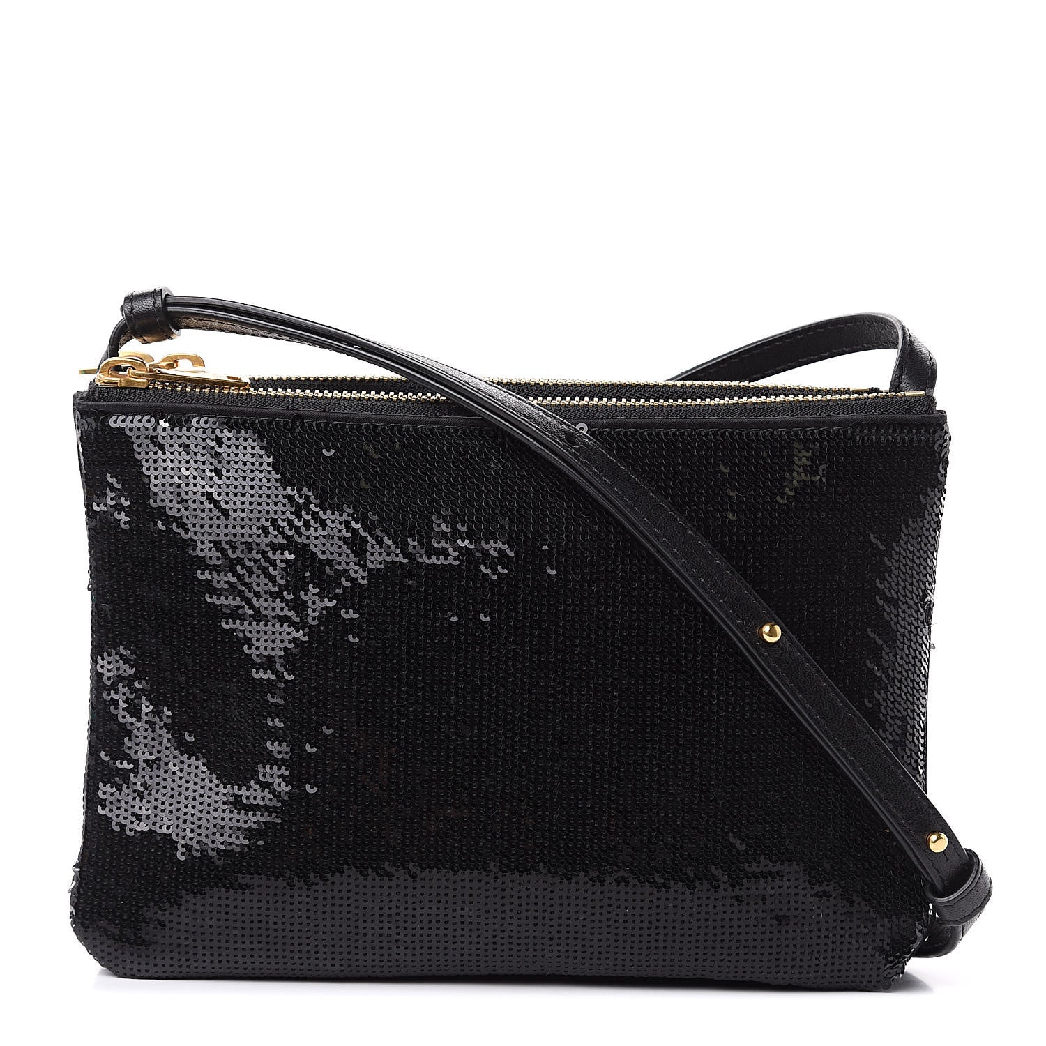 Celine Sequin Small Trio Crossbody Bag Black 1 of 10