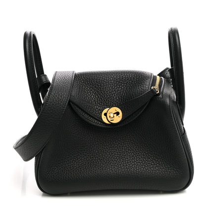 Hermes Taurillon Clemence Mini Lindy 20 Black 1 of 10