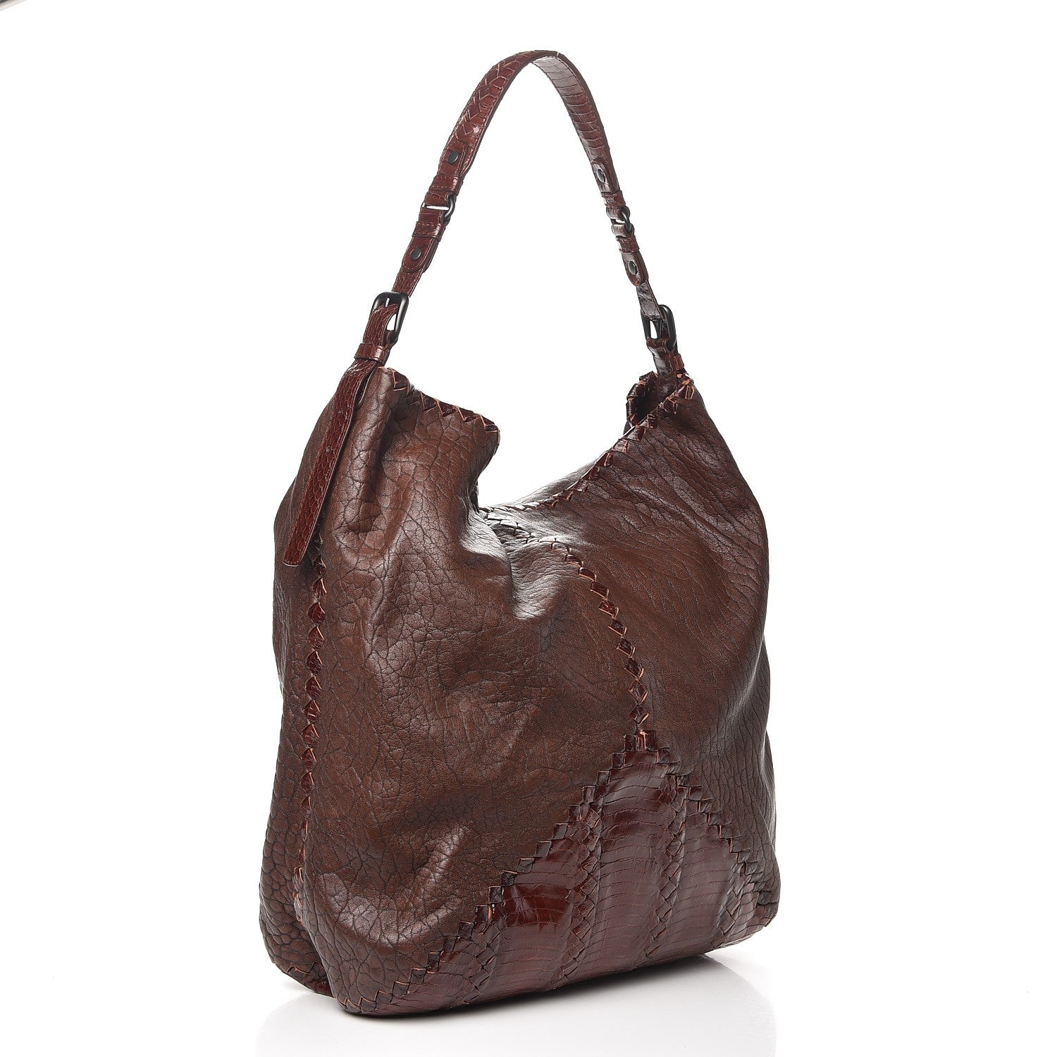 Bottega Veneta Lambskin Cobra Hobo Brown 3 of 8