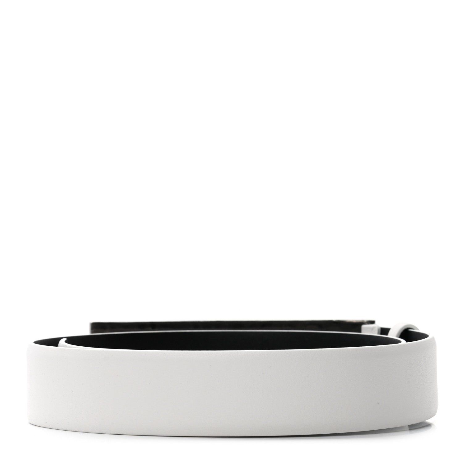 Chanel Calfskin Crystal Logo Belt 70 28 White 2 of 8