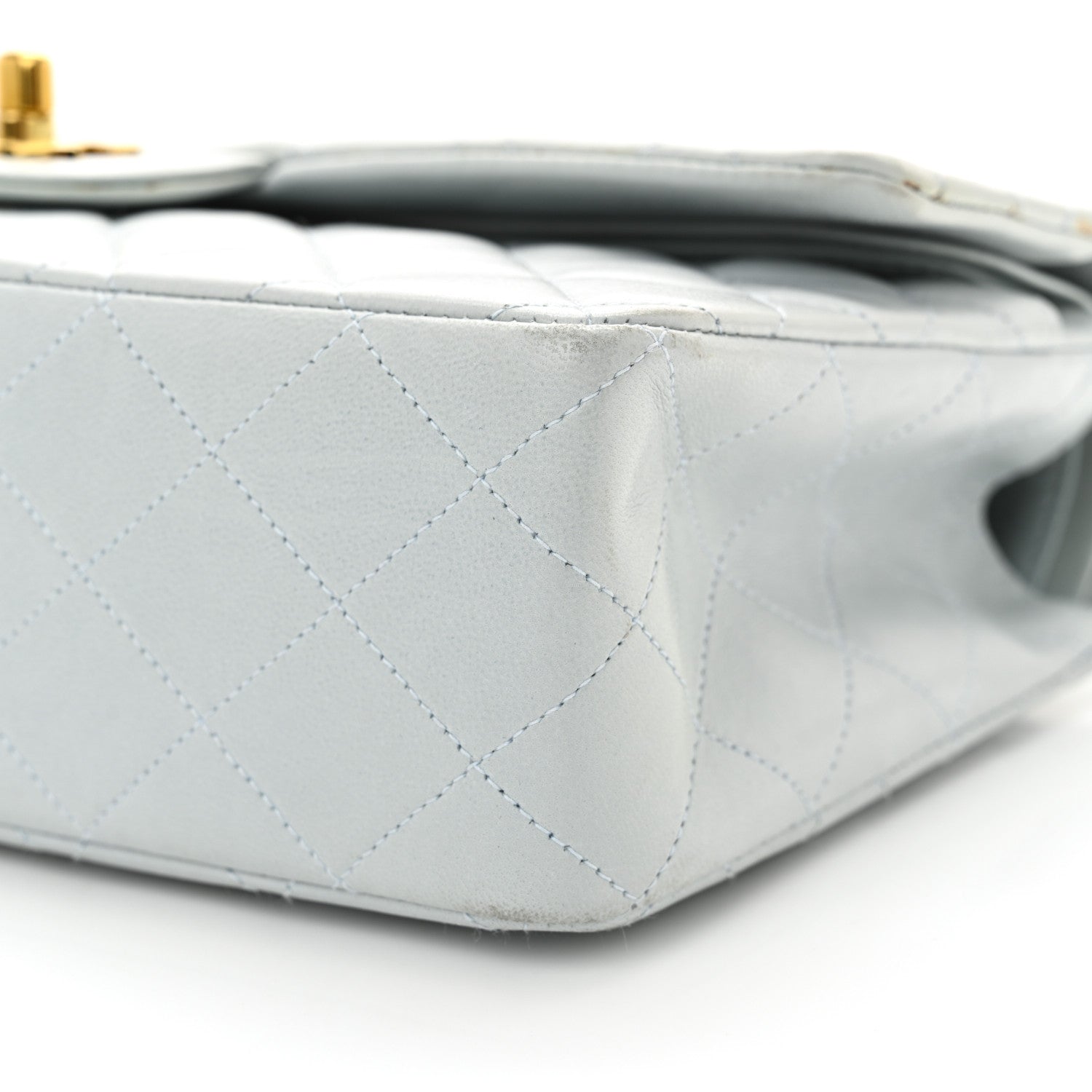 Chanel Lambskin Quilted Medium Double Flap Light Blue 11 of 16