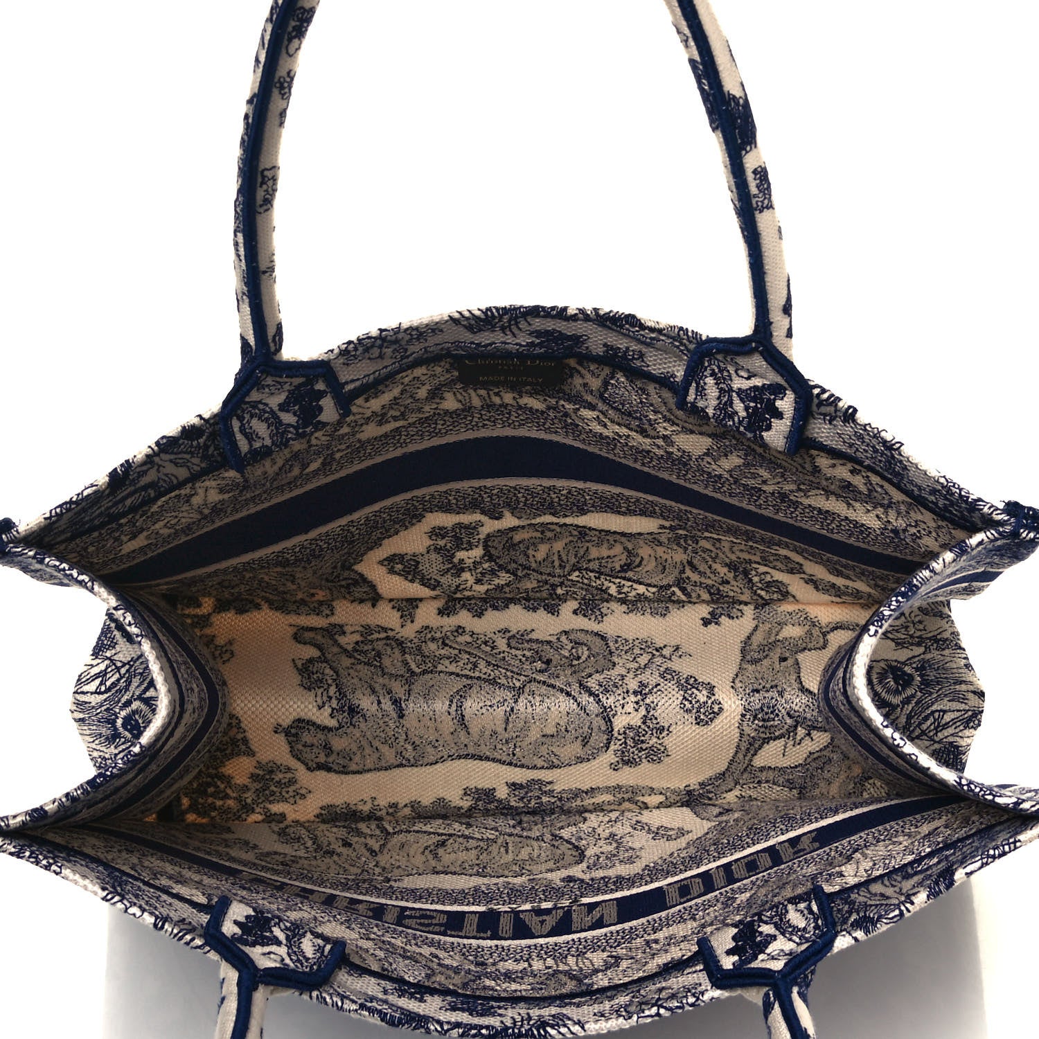 Christian Dior Canvas Embroidered Medium Dioriviera Toile De Jouy Book Tote Blue 5 of 12