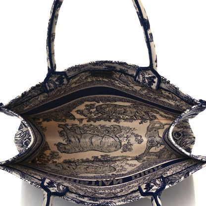 Christian Dior Canvas Embroidered Medium Dioriviera Toile De Jouy Book Tote Blue 5 of 12