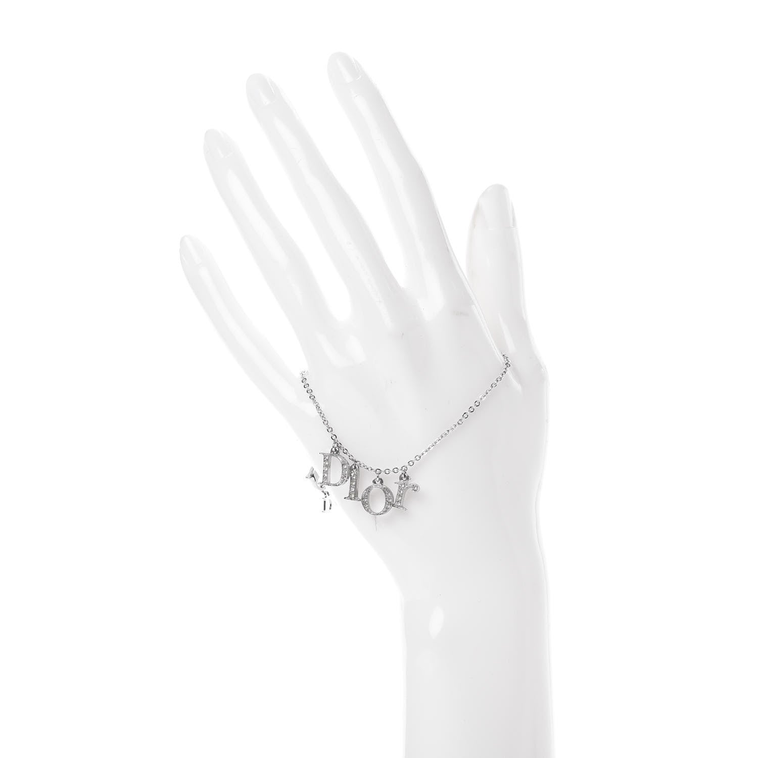 Christian Dior Crystal Logo Bracelet Silver 2 of 4