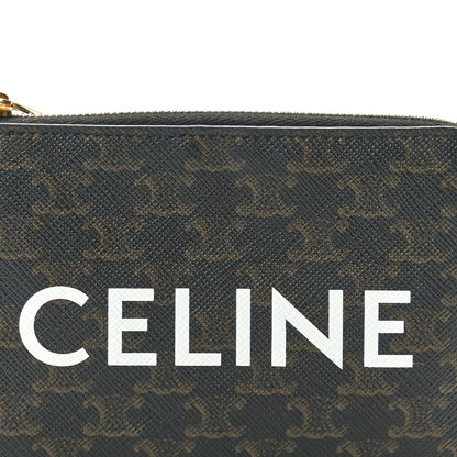 Celine Triomphe Canvas Logo Coin and Card Pouch With Hook Black 7 of 8