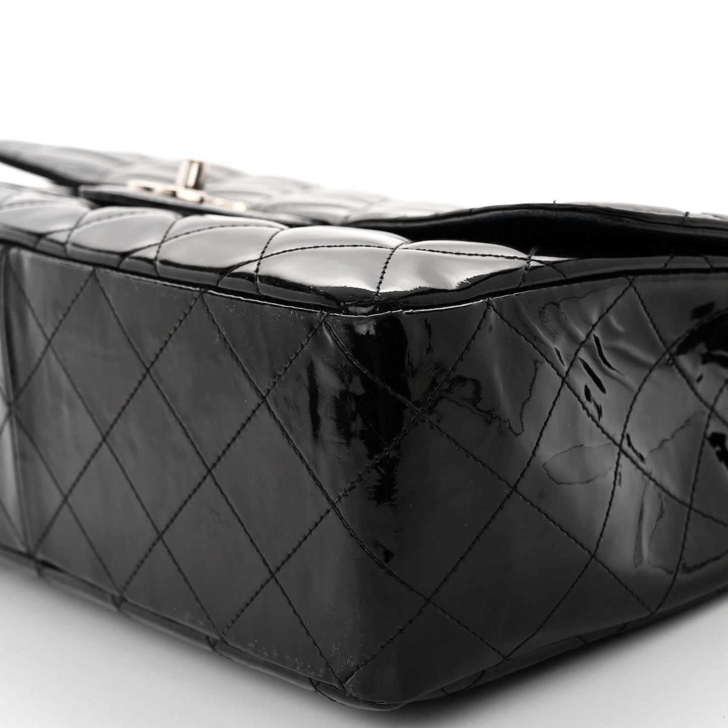 Patent Quilted Jumbo Single Flap Black