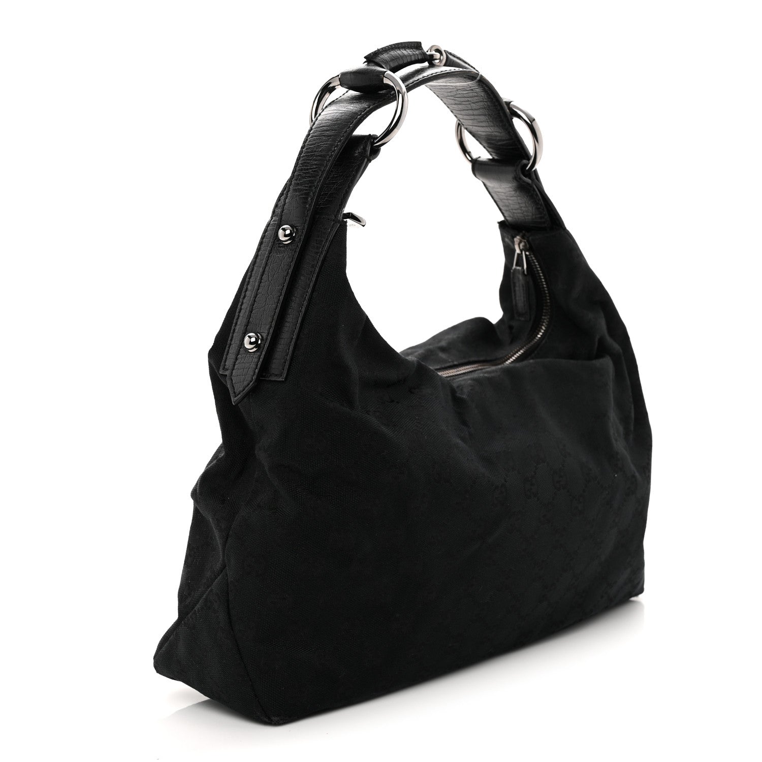 Gucci Monogram Medium Horsebit Chain Hobo Black 3 of 13