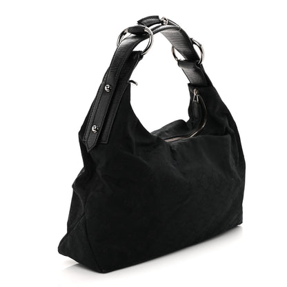Gucci Monogram Medium Horsebit Chain Hobo Black 3 of 13