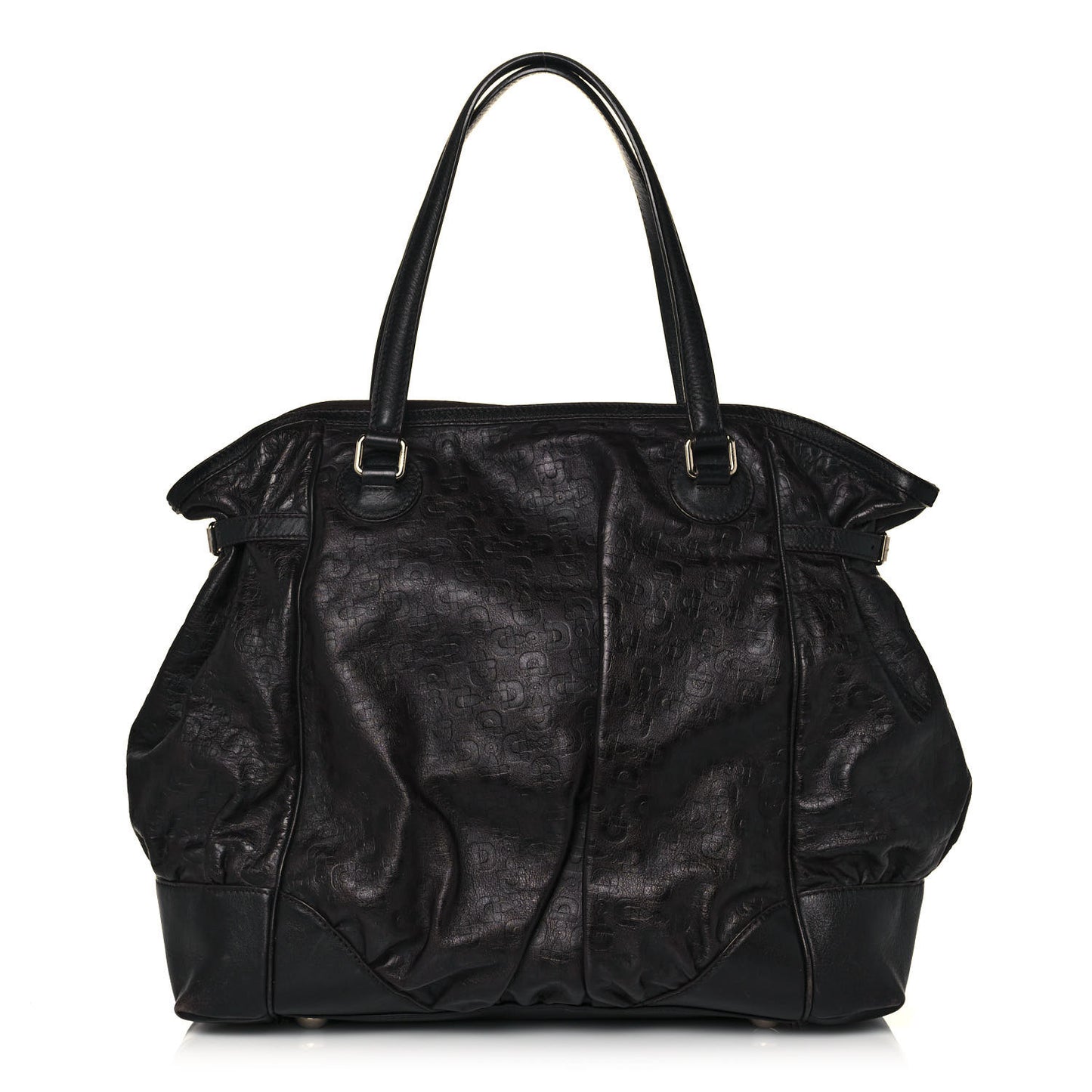 Horsebit Embossed Full Moon Tote Black
