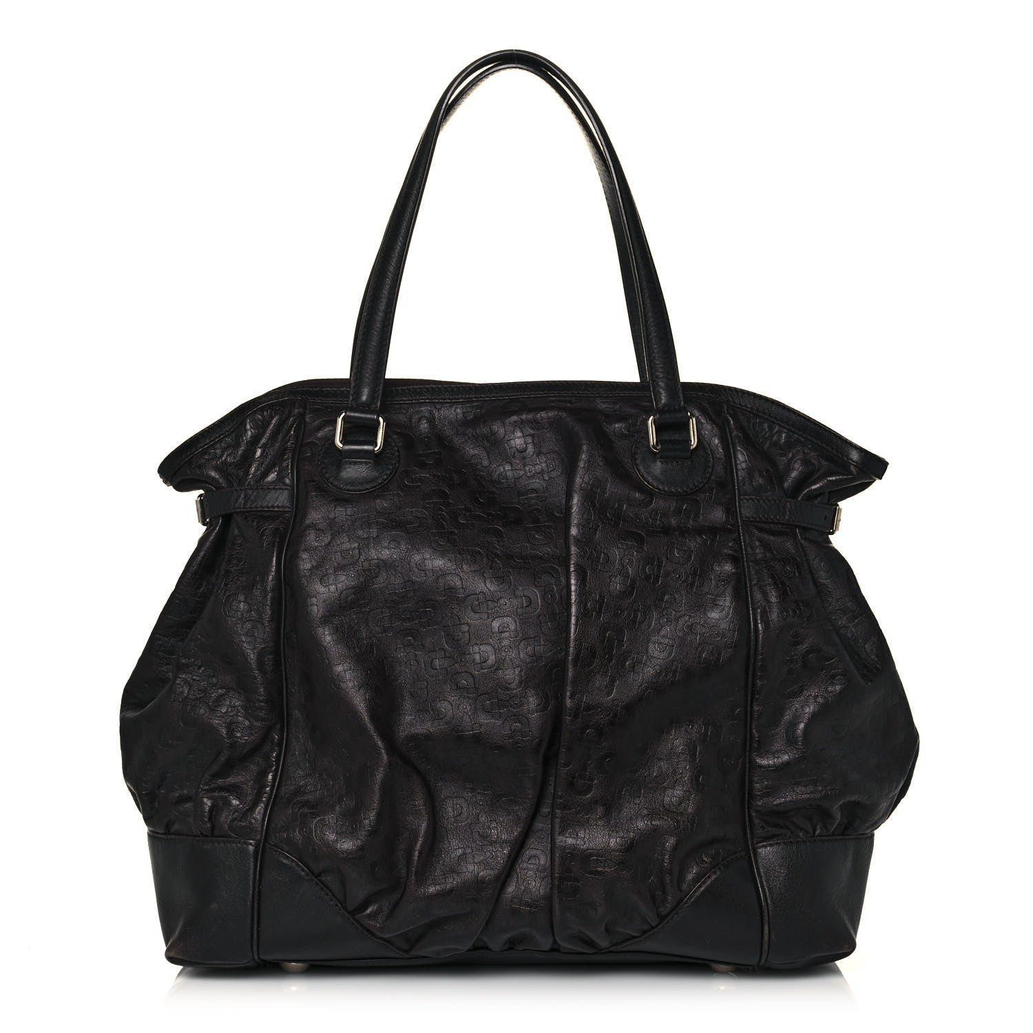 Gucci Horsebit Embossed Full Moon Tote Black 1 of 18