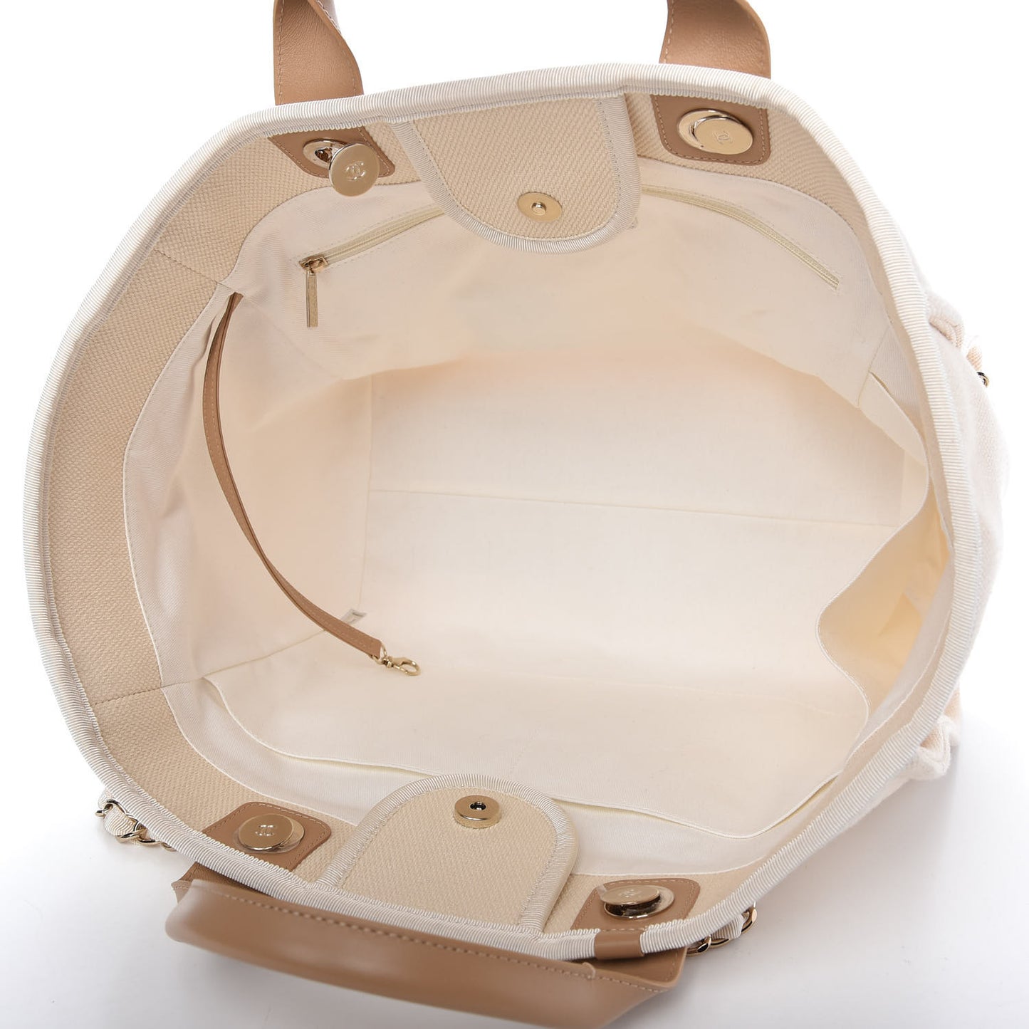 Canvas Pearl Medium Deauville Tote Ecru Beige