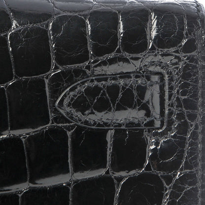 Hermes Shiny Niloticus Crocodile Kelly Cut Pochette Black 17 of 21