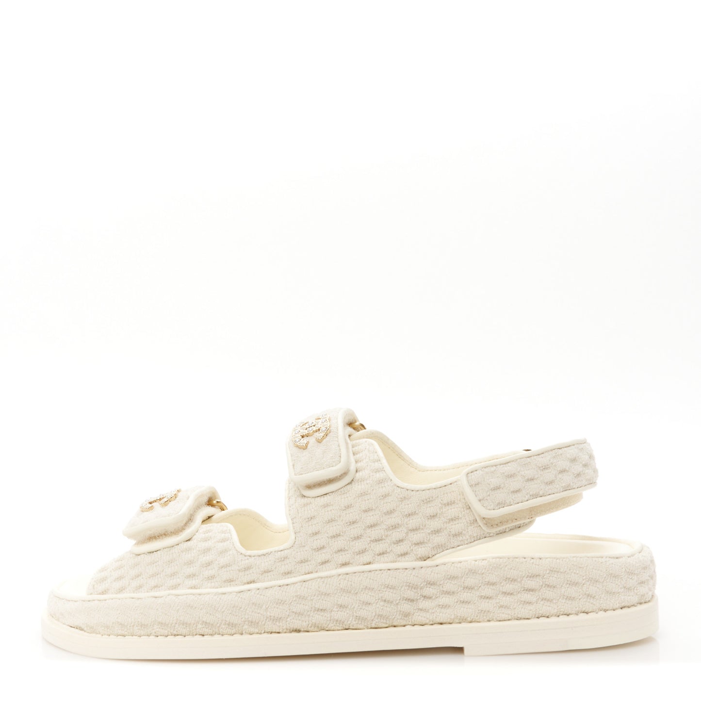 Knit Fabric Velcro Dad Sandals 37.5 Ivory