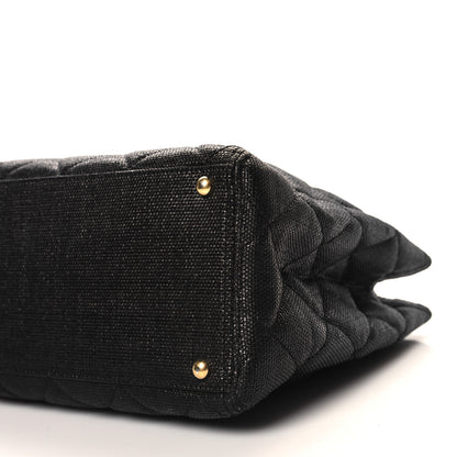 Chanel Woven Straw Quilted Shopping Tote Black 10 of 10