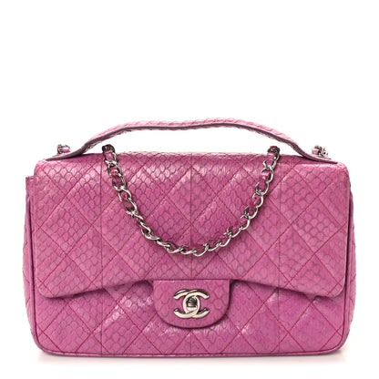 Chanel Elaphe Snakeskin Quilted Medium Easy Carry Flap Purple 1 of 11