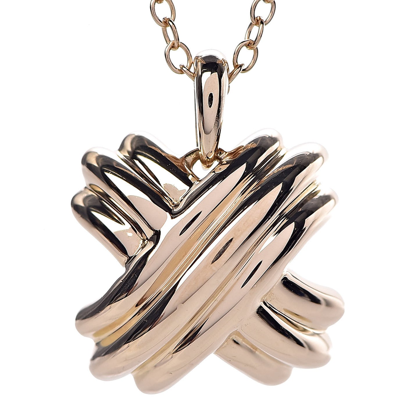 18K Yellow Gold Large Signature X Pendant Necklace