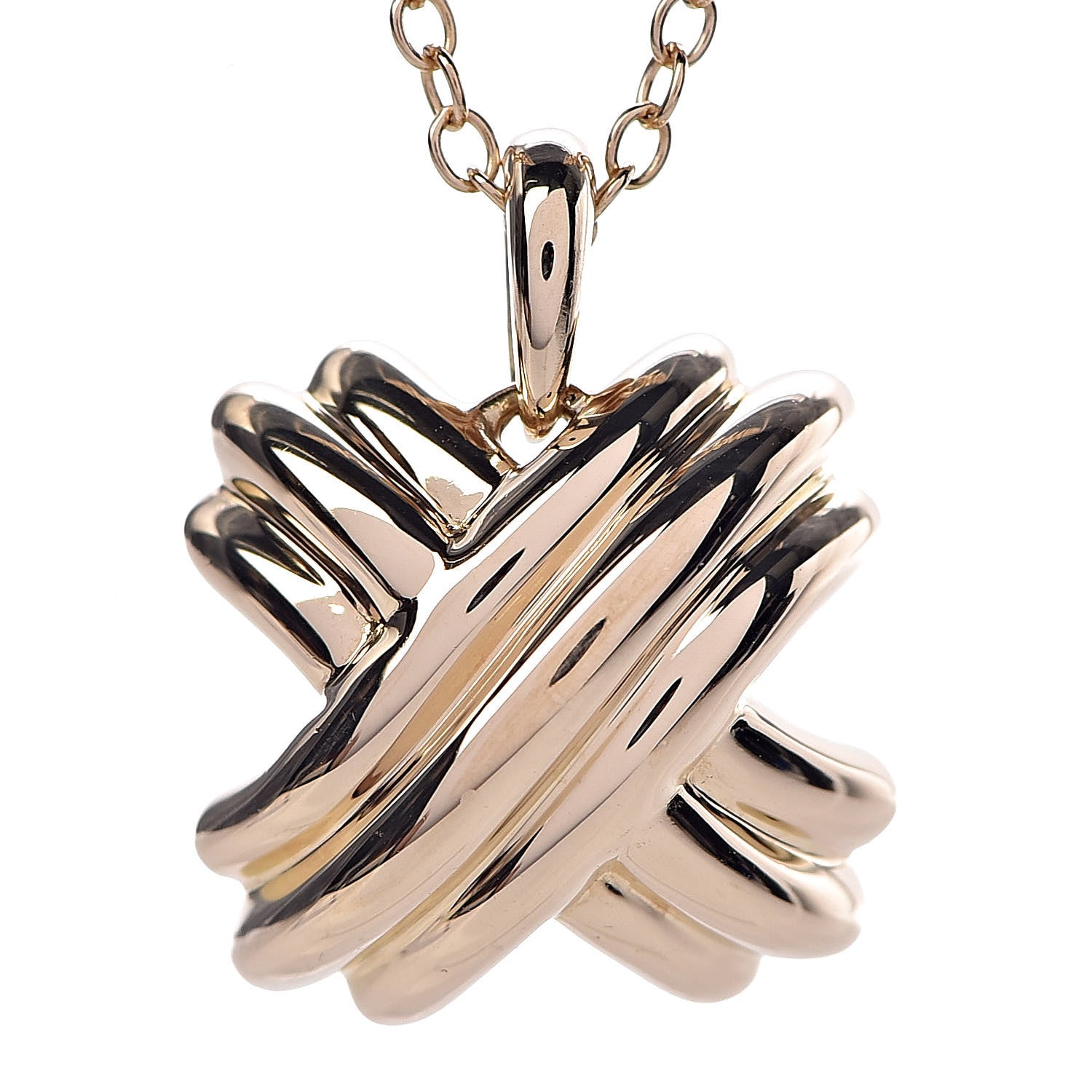 Tiffany 18K Yellow Gold Large Signature X Pendant Necklace 4 of 7