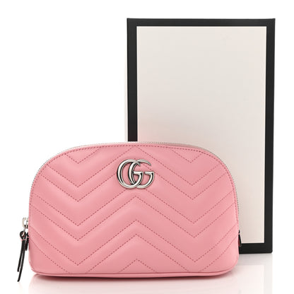 Gucci Calfskin Matelasse Large GG Marmont Pouch Cosmetic Case Wild Rose 8 of 8