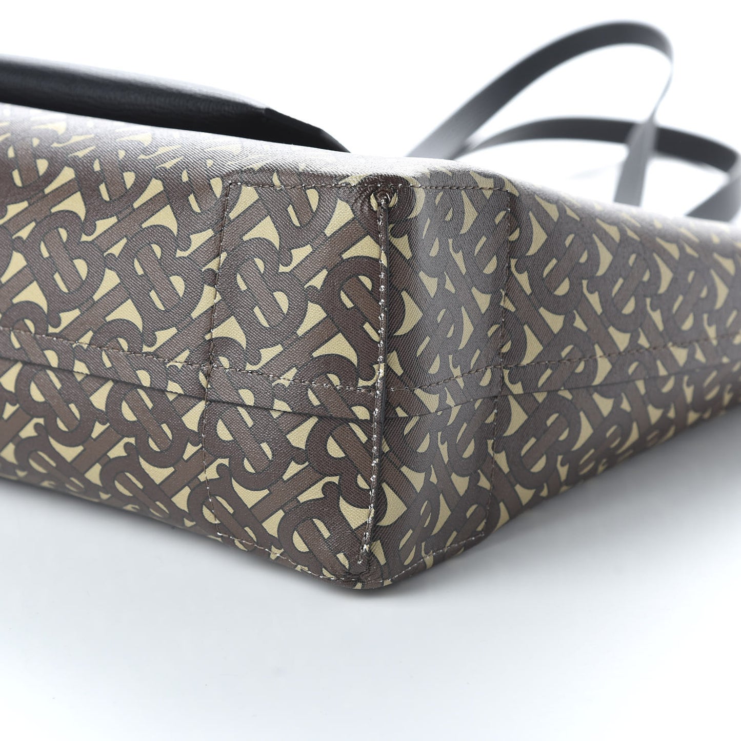 Calfskin TB Motif Embossed Medium Tote Black