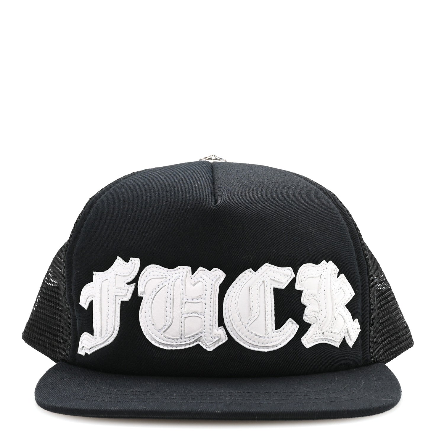 Chrome Hearts Cotton Mesh Lambskin FCK Trucker Hat Black White 3 of 8