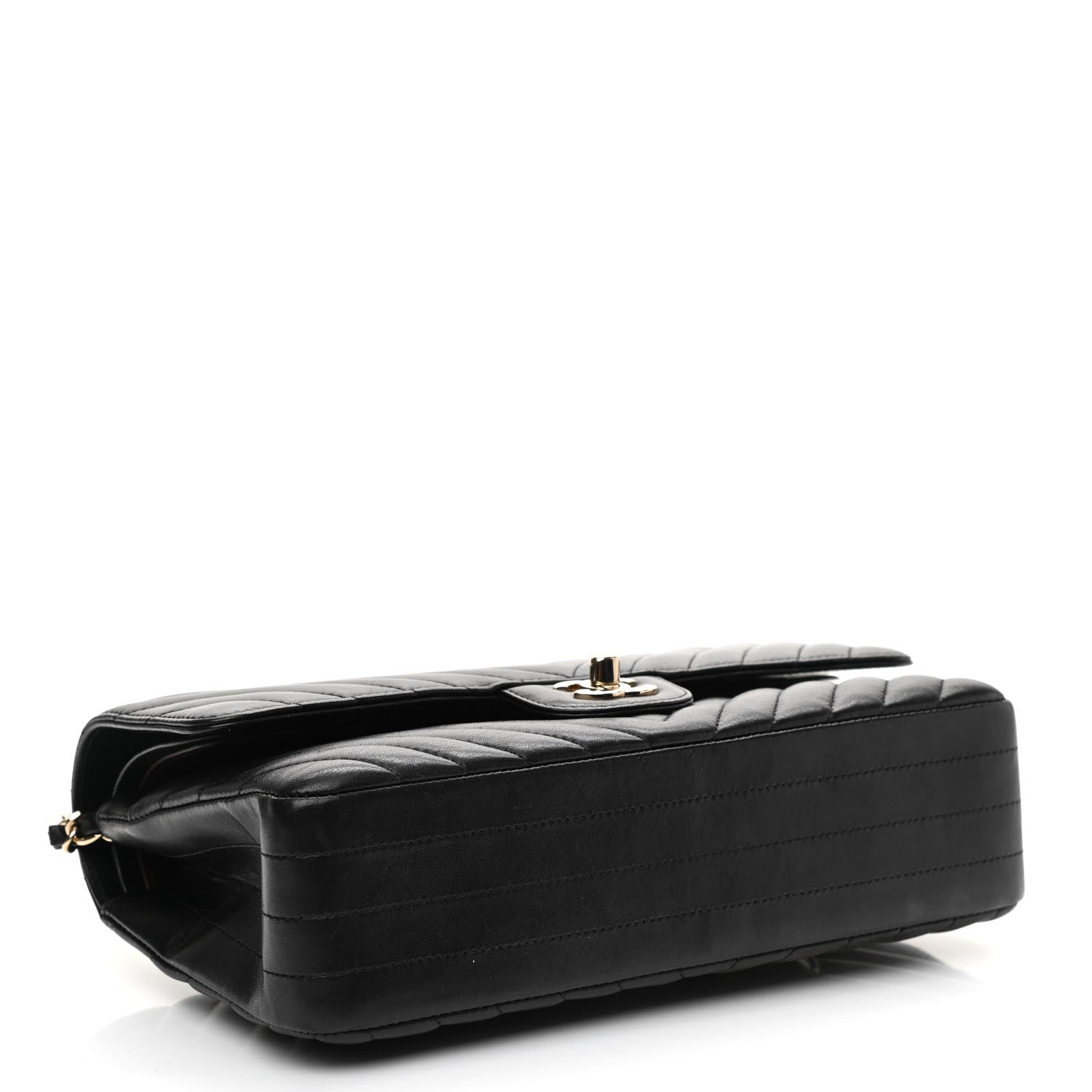 Chanel Calfskin Chevron Quilted Medium Double Flap Black 4 of 9