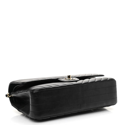 Chanel Calfskin Chevron Quilted Medium Double Flap Black 4 of 9