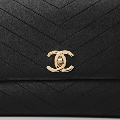 Chanel Grained Calfskin Chevron Stitched Medium Chic Top Handle Flap Black 8 of 10