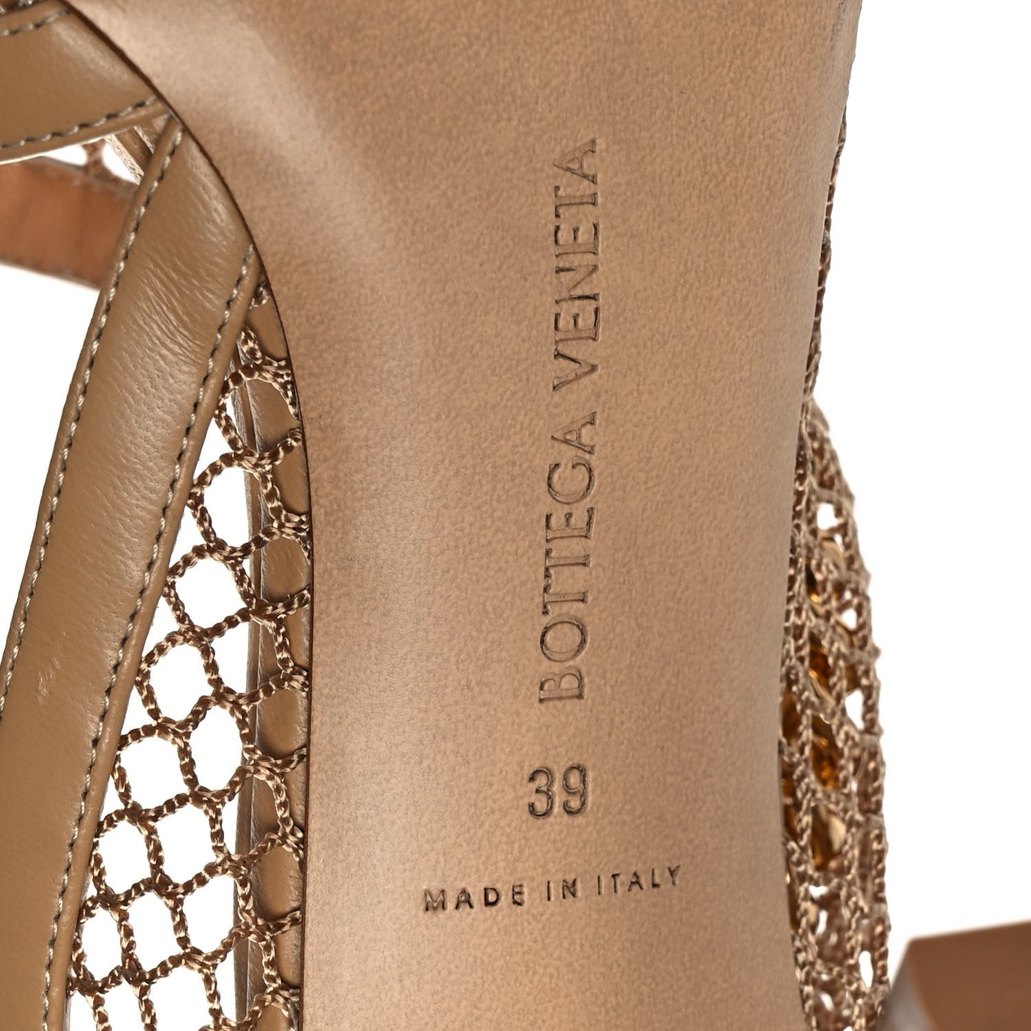 Mesh Nappa Chunky Chain Sandals 39 Beige Pony