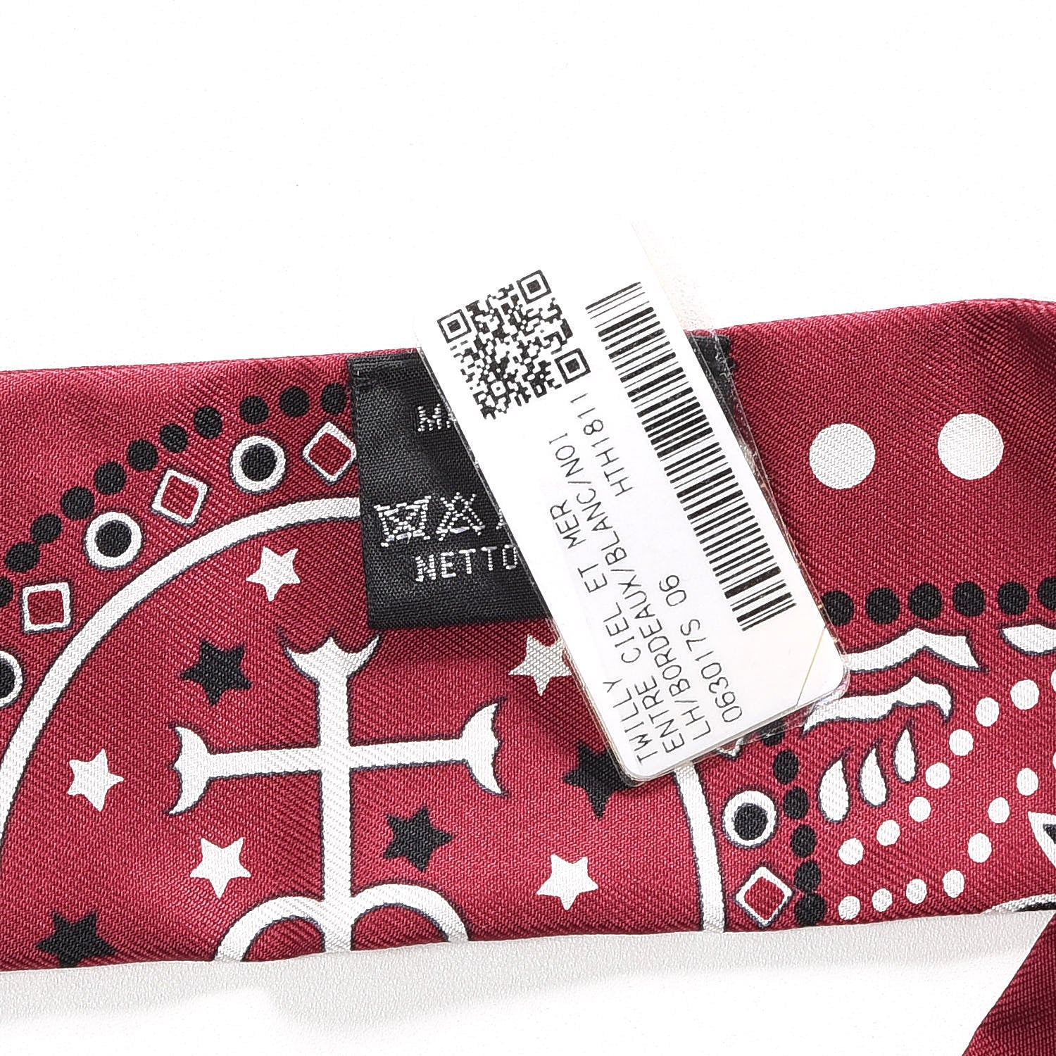 Hermes Silk Entre Ciel Et Mer Twilly Bordeaux White Black 3 of 5