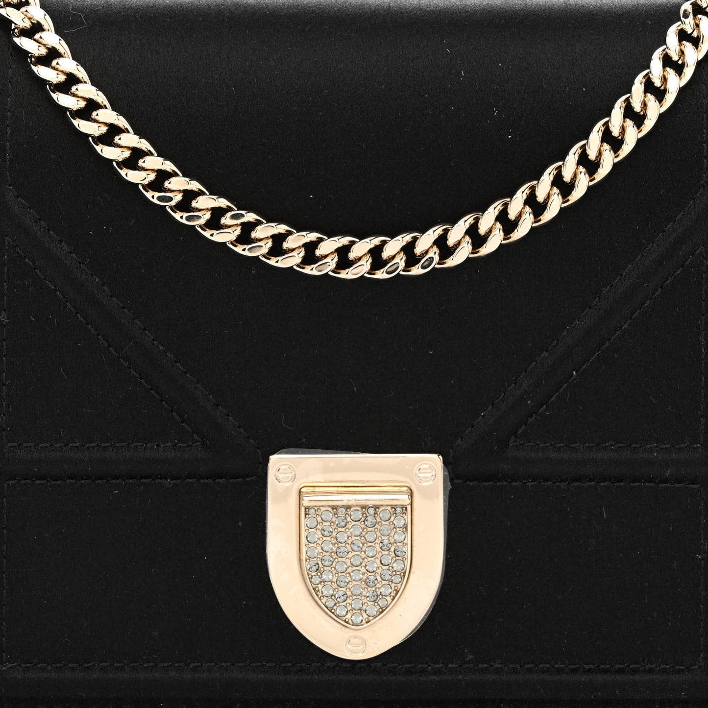 Satin Diorama Wallet on Chain Pouch Black