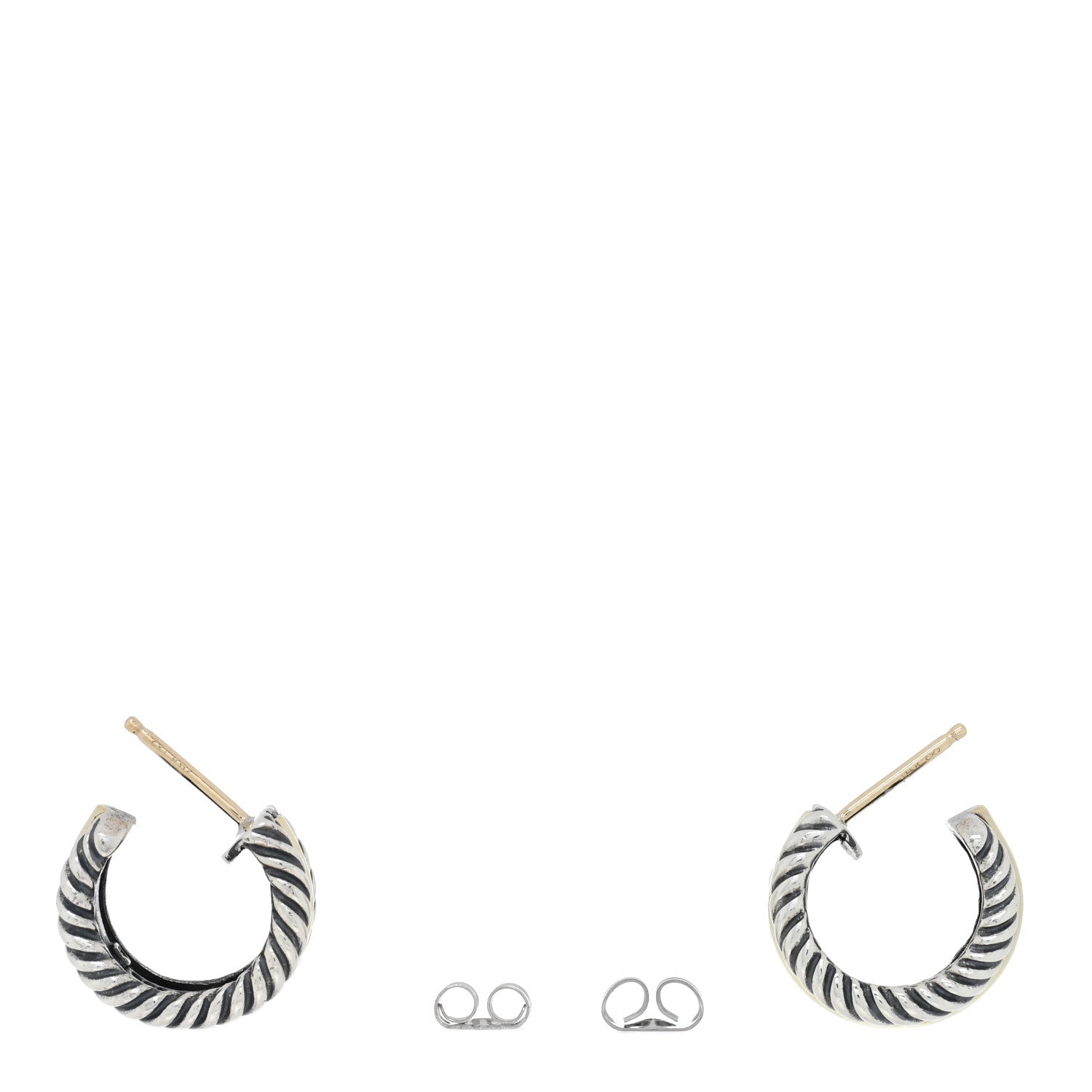 David Yurman Sterling Silver 14K Yellow Gold 16mm Cable Classics Hoop Earrings 3 of 4