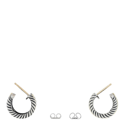 David Yurman Sterling Silver 14K Yellow Gold 16mm Cable Classics Hoop Earrings 3 of 4
