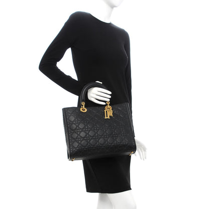 Christian Dior Calfskin Cannage Large Lady Dior Matte Black 3 of 8