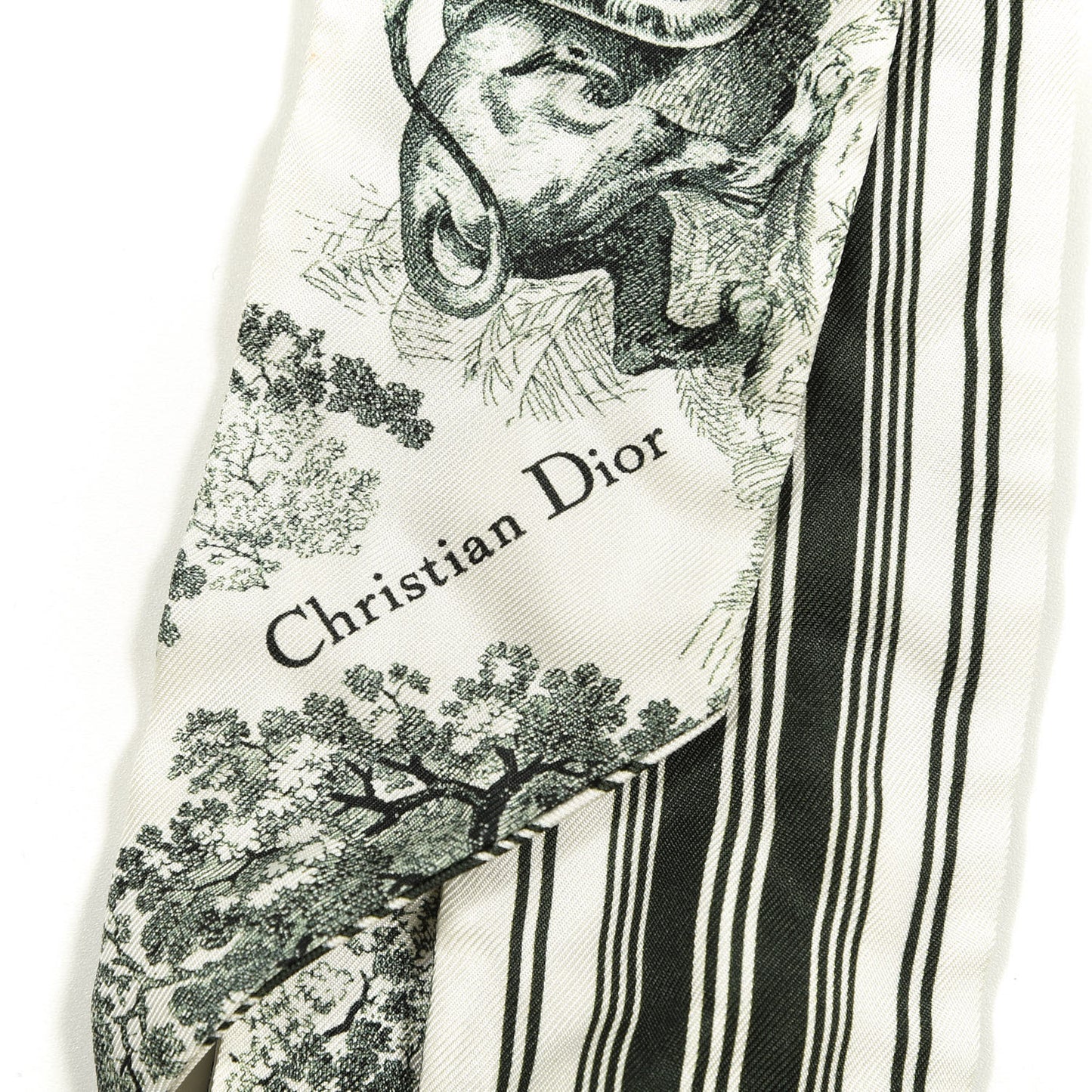 Silk Toile De Jouy Mitzah Scarf Green