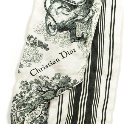 Christian Dior Silk Toile De Jouy Mitzah Scarf Green 2 of 3