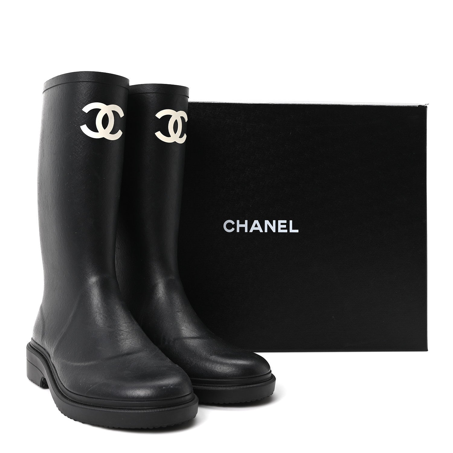 Chanel Caoutchouk CC High Boots 40 Black 10 of 10