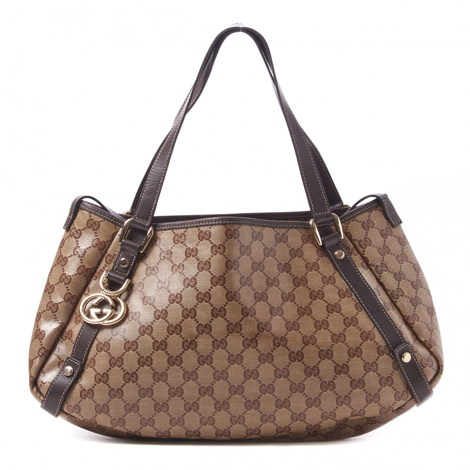 Gucci Crystal Monogram Medium Abbey Shoulder Bag Dark Brown 1 of 8