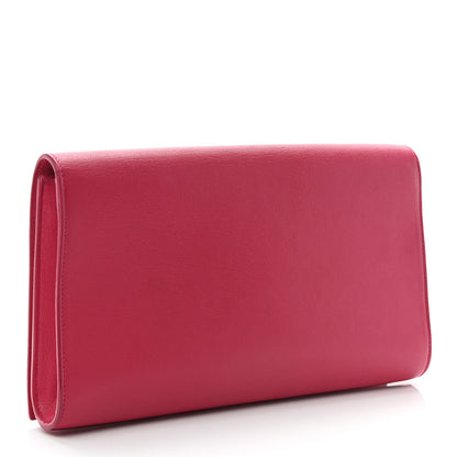 Saint Laurent Calfskin Monogram Large Belle De Jour Clutch Lipstick Fuchsia 3 of 8