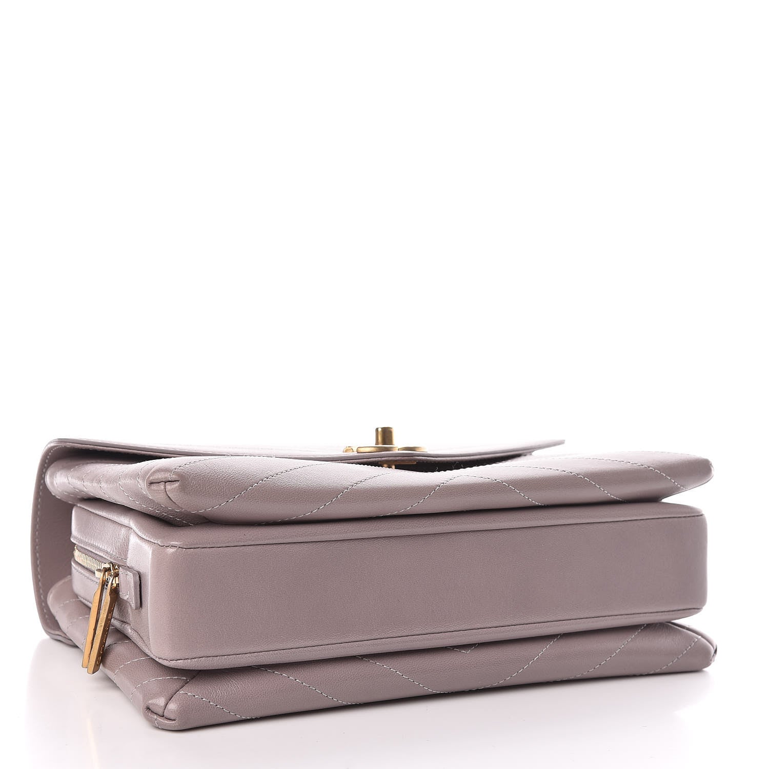 Chanel Lambskin Chevron Stitched Medium Envelope Flap Light Grey 4 of 13