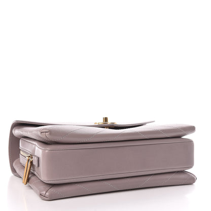 Chanel Lambskin Chevron Stitched Medium Envelope Flap Light Grey 4 of 13