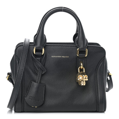 Alexander McQueen Pebbled Calfskin Mini Skull Padlock Zip Around Tote Black 1 of 10