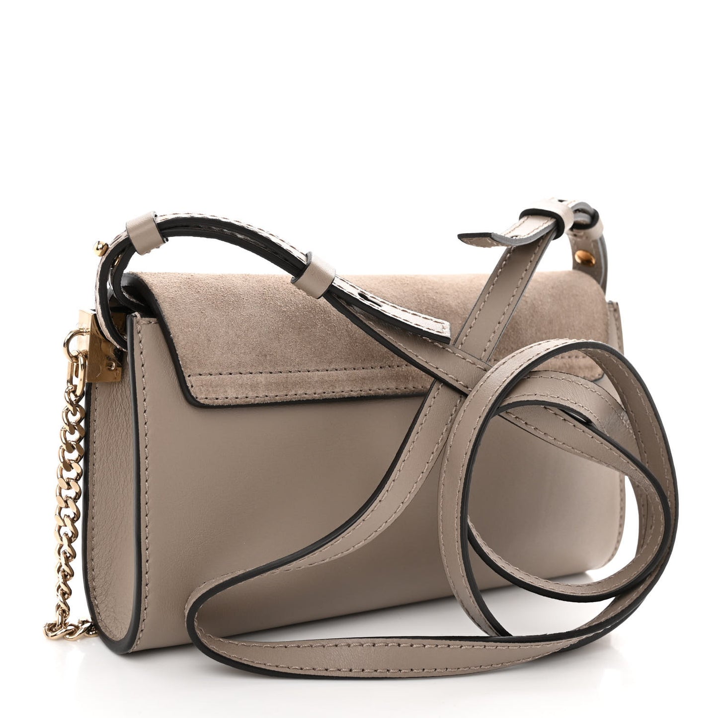 Suede Calfskin Mini Faye Shoulder Bag Motty Grey