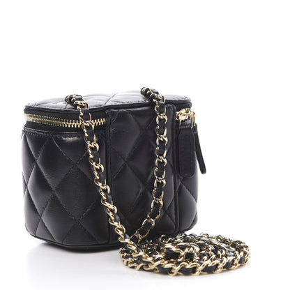 Chanel Lambskin Quilted Mini Vanity Case With Chain Black 3 of 11