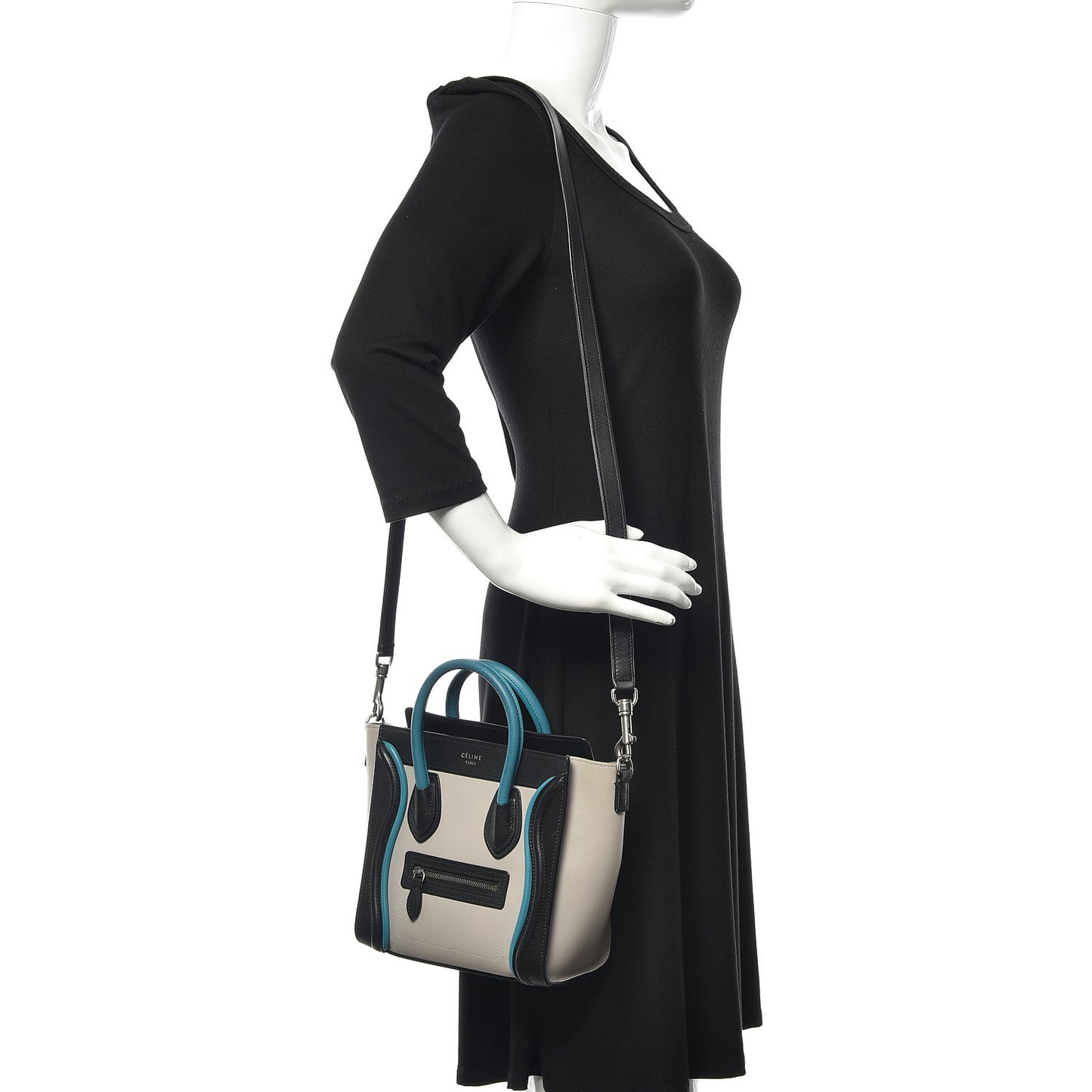Smooth Calfskin Nano Tri-Color Luggage Turquoise