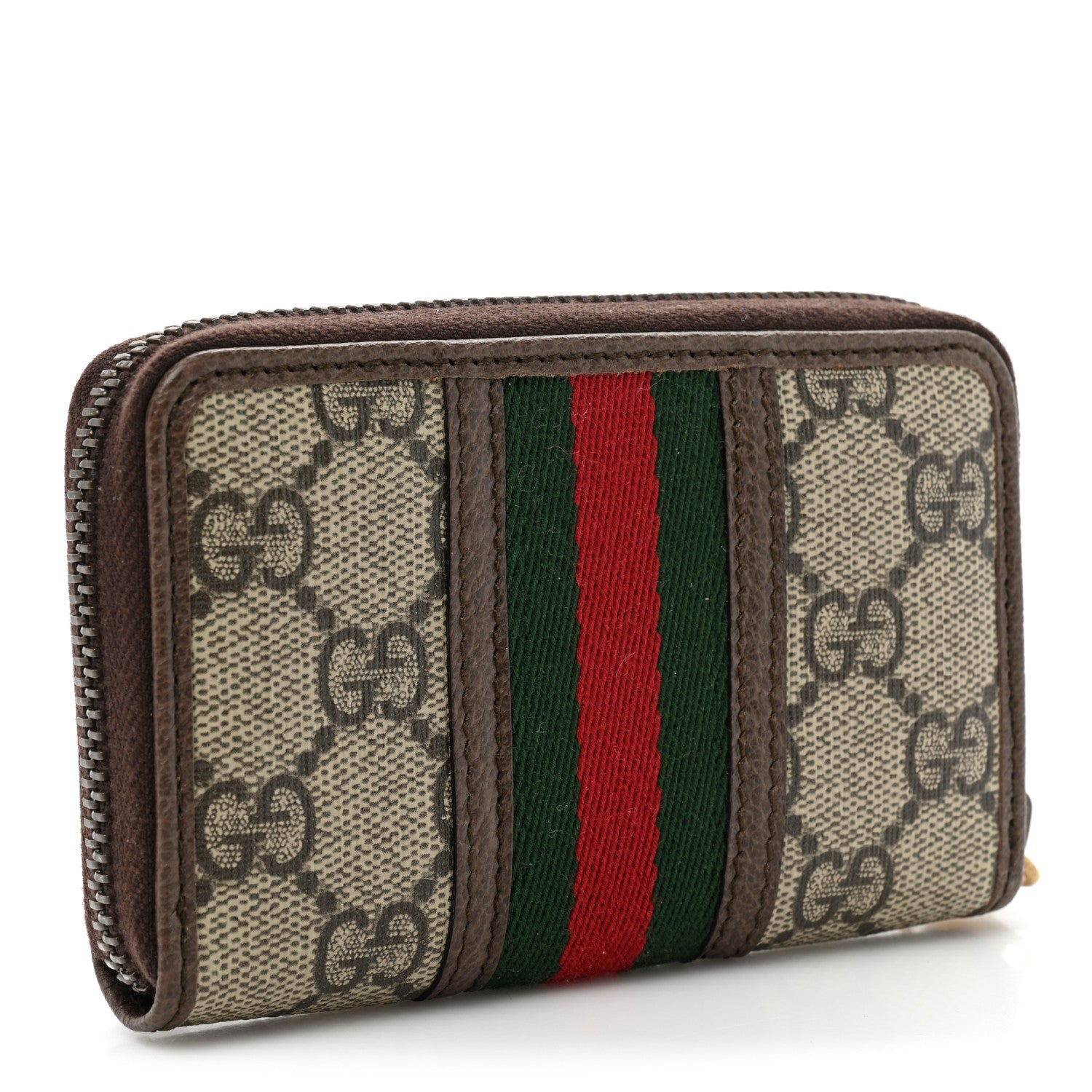 Gucci GG Supreme Web Ophidia Zip Around Card Case Brown 3 of 9