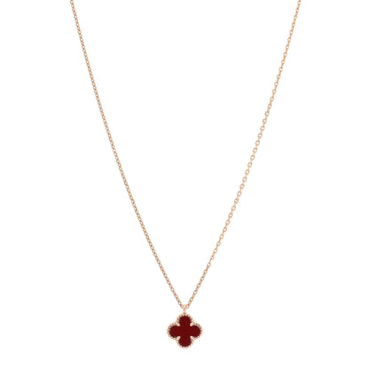 Van Cleef & Arpels 18K Rose Gold Carnelian Sweet Alhambra Pendant Necklace 1 of 7